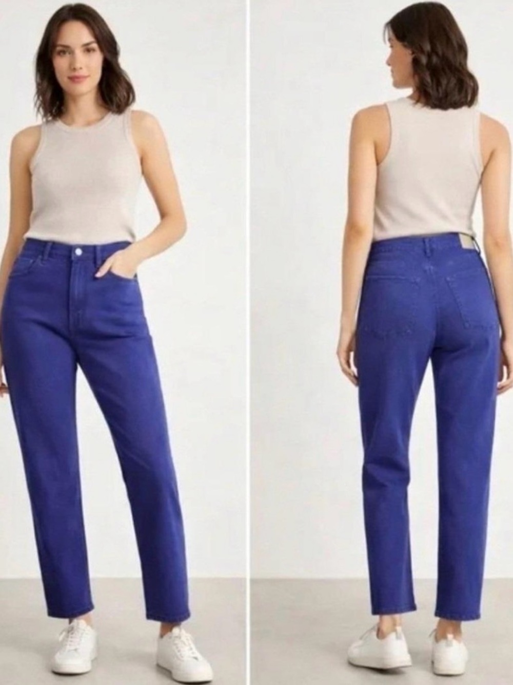 everlane the way high jean organic cotton bright blue